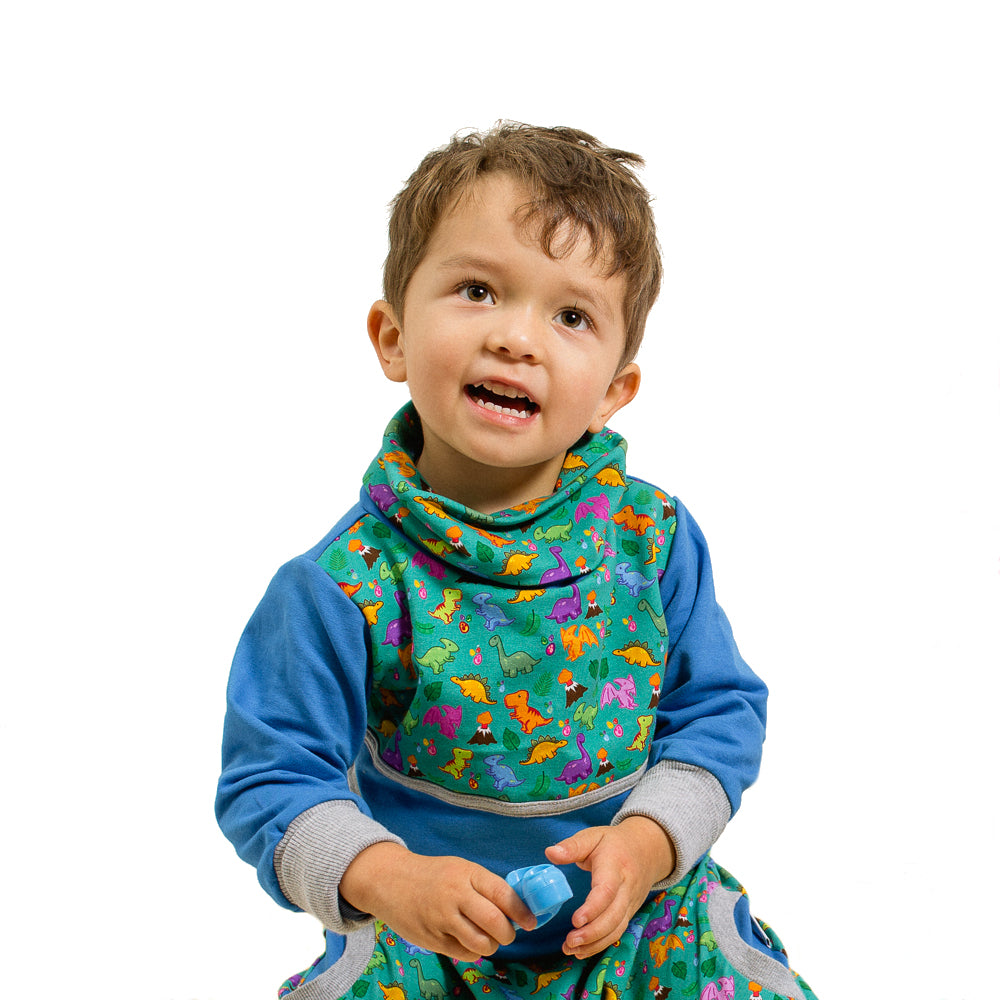 Mamalú stand-up collar sweater dinosaurs